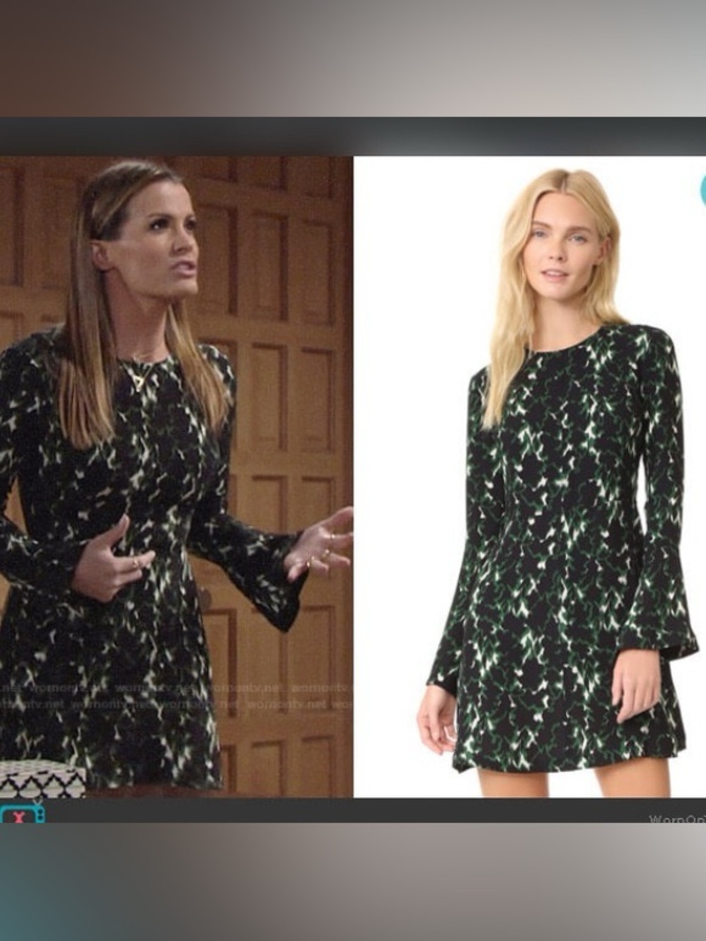 Alc 100% silk trixie mini dress 0 black and green